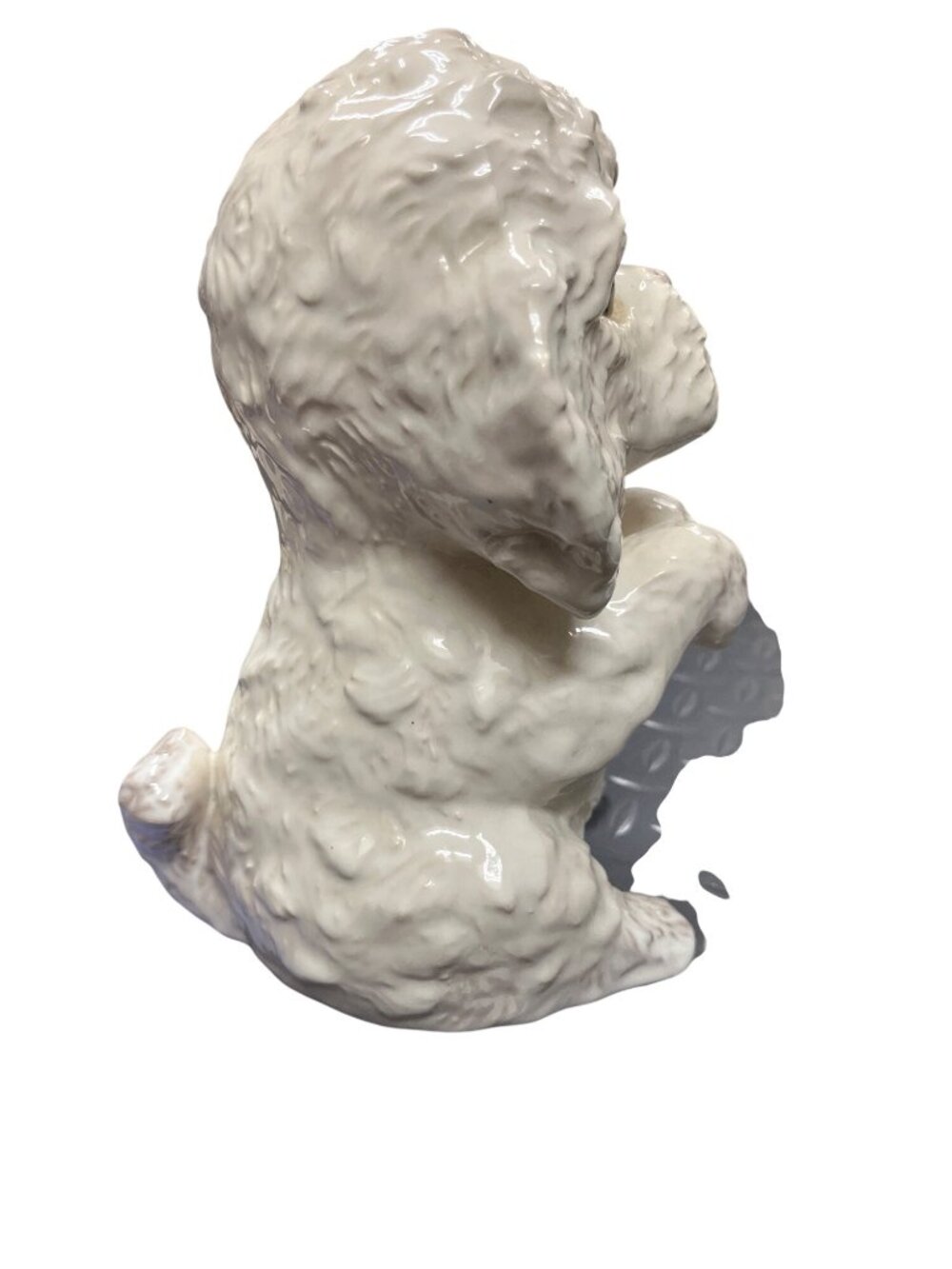 USA VTG big eyes ceramic white poodle puppy statute figurine SKU 10-220 - Picture 4 of 11